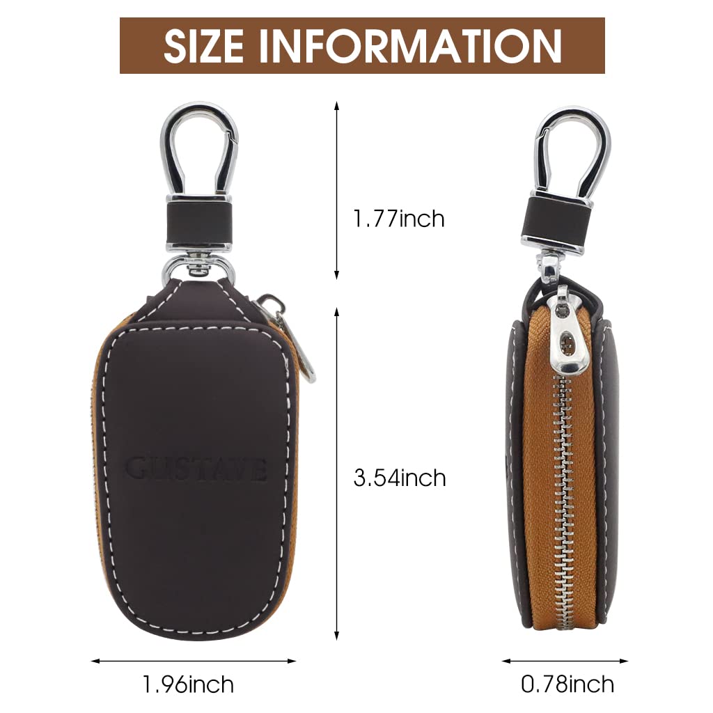 GUSTAVE Car Key Case, Smart Car Key Cover Protection PU Leather Car Key Chain Bag Car Smart Keychain Coin Holder Auto Remote Keyring Wallet (Brown) GUSTAVE Car Key Case, Smart Car Key Cover Protection PU Leather Car Key Chain Bag Car Smart Keychain Coin Holder Auto Remote Keyring Wallet (Brown)